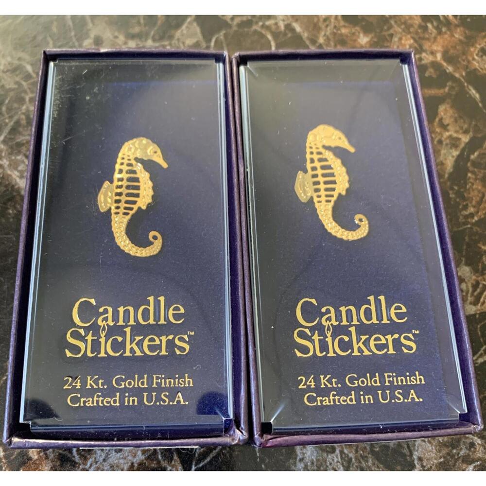 Vintage Lot Of 6 Candle Stickers 24 Kt Gold Finish